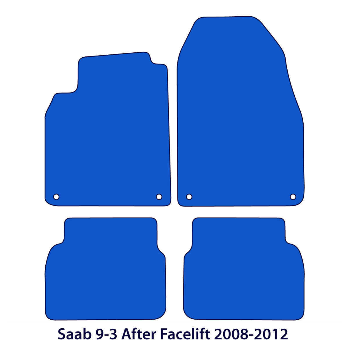 Saab 9-3 Velour Floor Mats 2008-2012 – Sedan &amp; Wagon – Black Exclusive