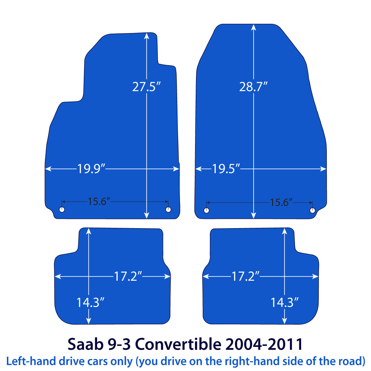 Dywaniki welurowe do Saab 9-3 Kabriolet 2004-2011 – Czarne Exclusive