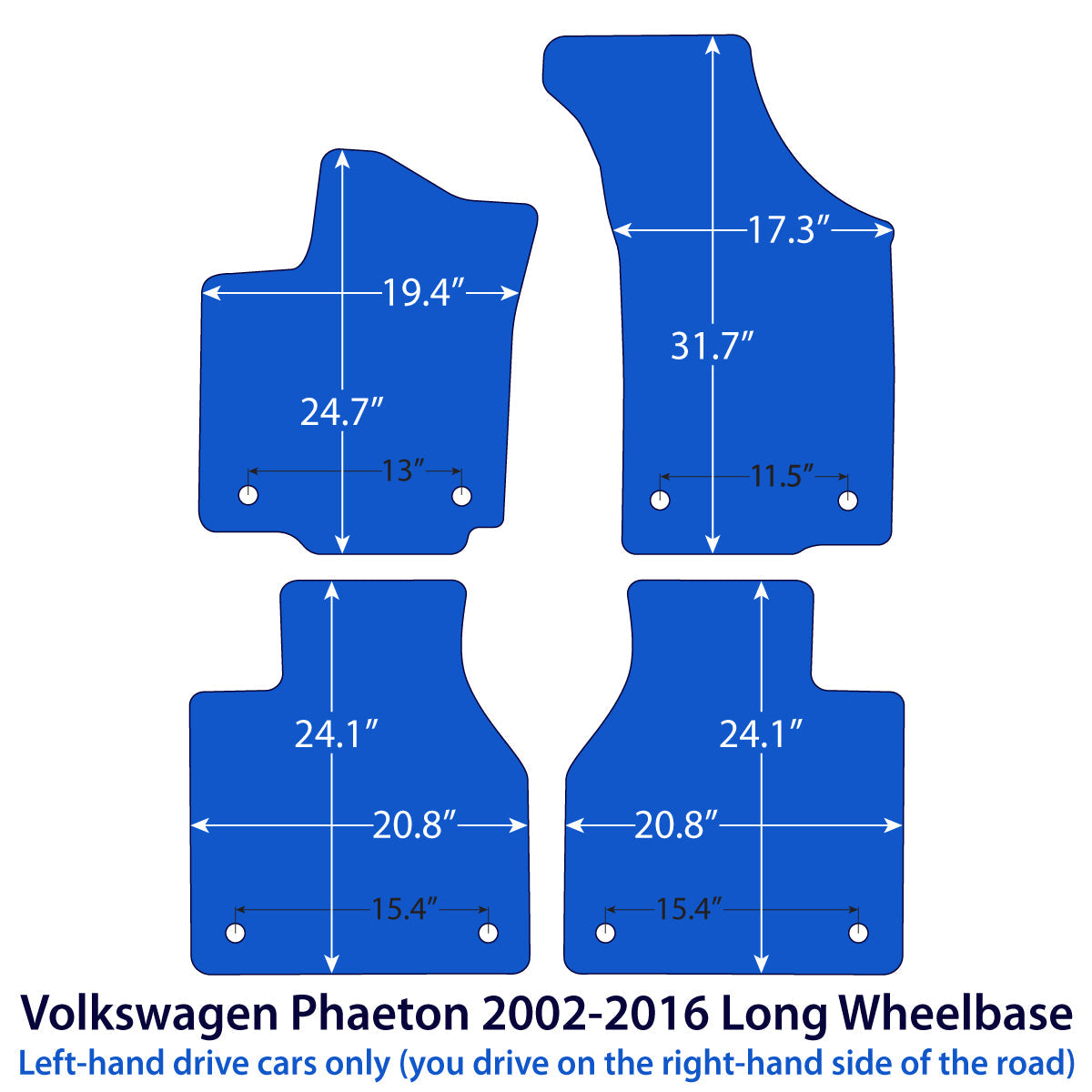 Volkswagen Phaeton Velours Fußmatten 2002-2016 – Langer Radstand – Beige
