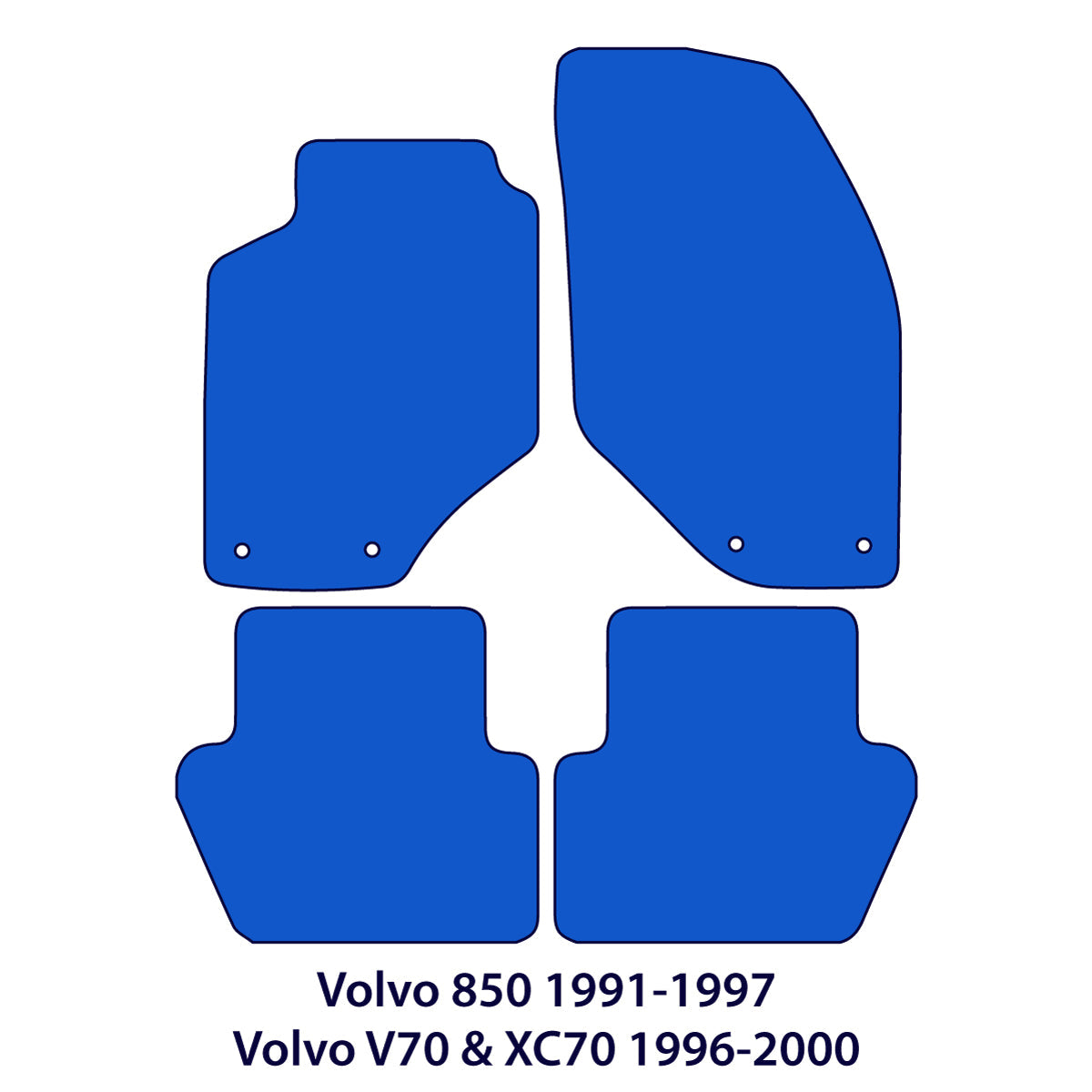 Volvo 850, S70, V70, XC70 Velours Fußmatten 1991-2000 – 1. Generation – Schwarz Exklusiv