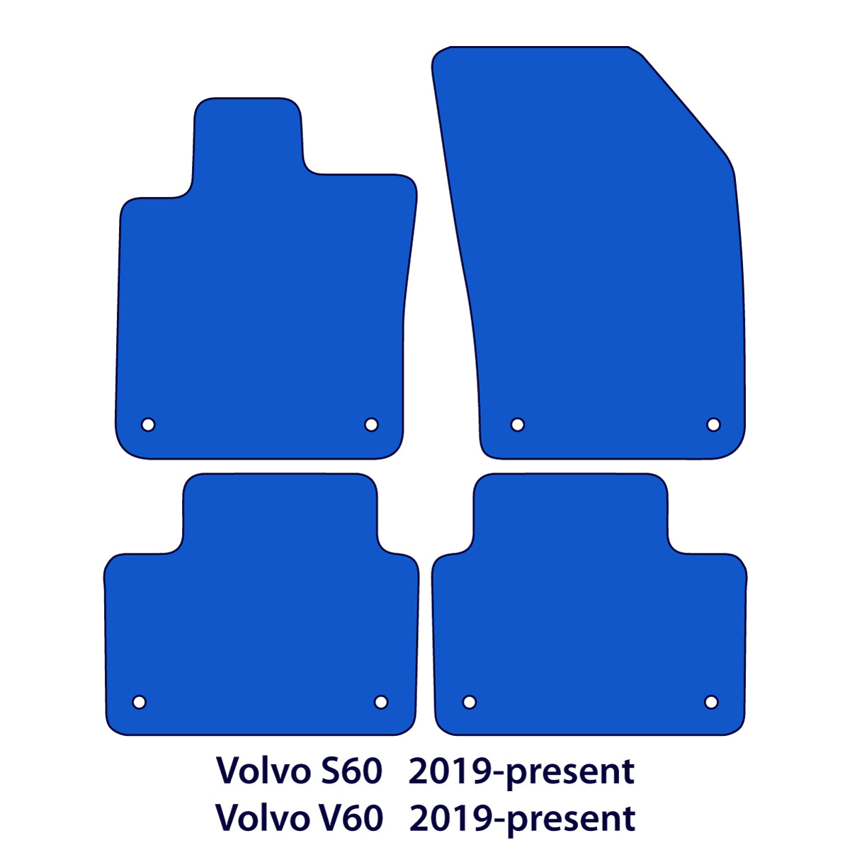 Volvo S60 & V60 Velours-Fußmatten 2019-2026 – Schwarz Exklusiv