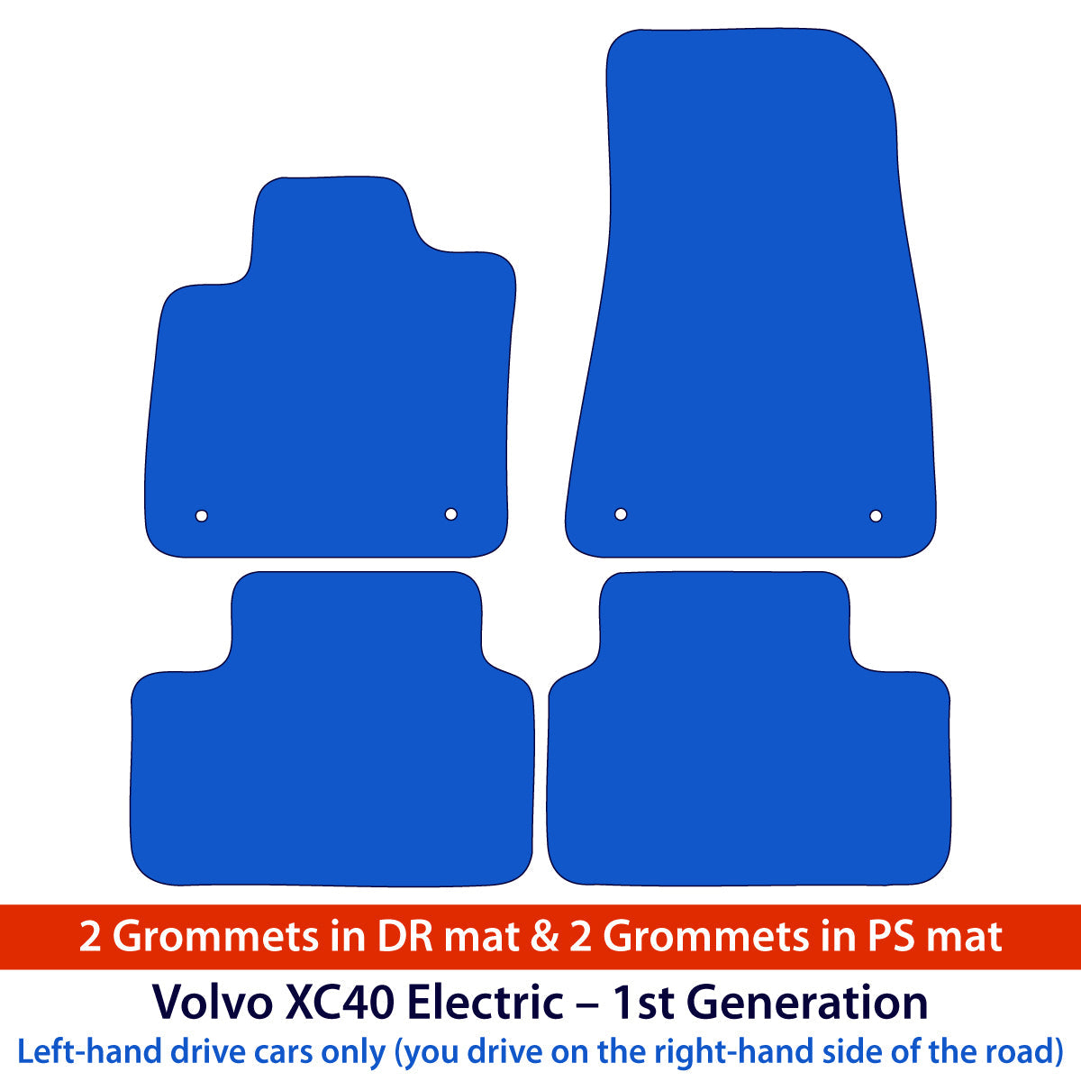 Volvo XC40 Electric Velour Floor Mats 2020-2026 – Clips in DR and PS – Beige